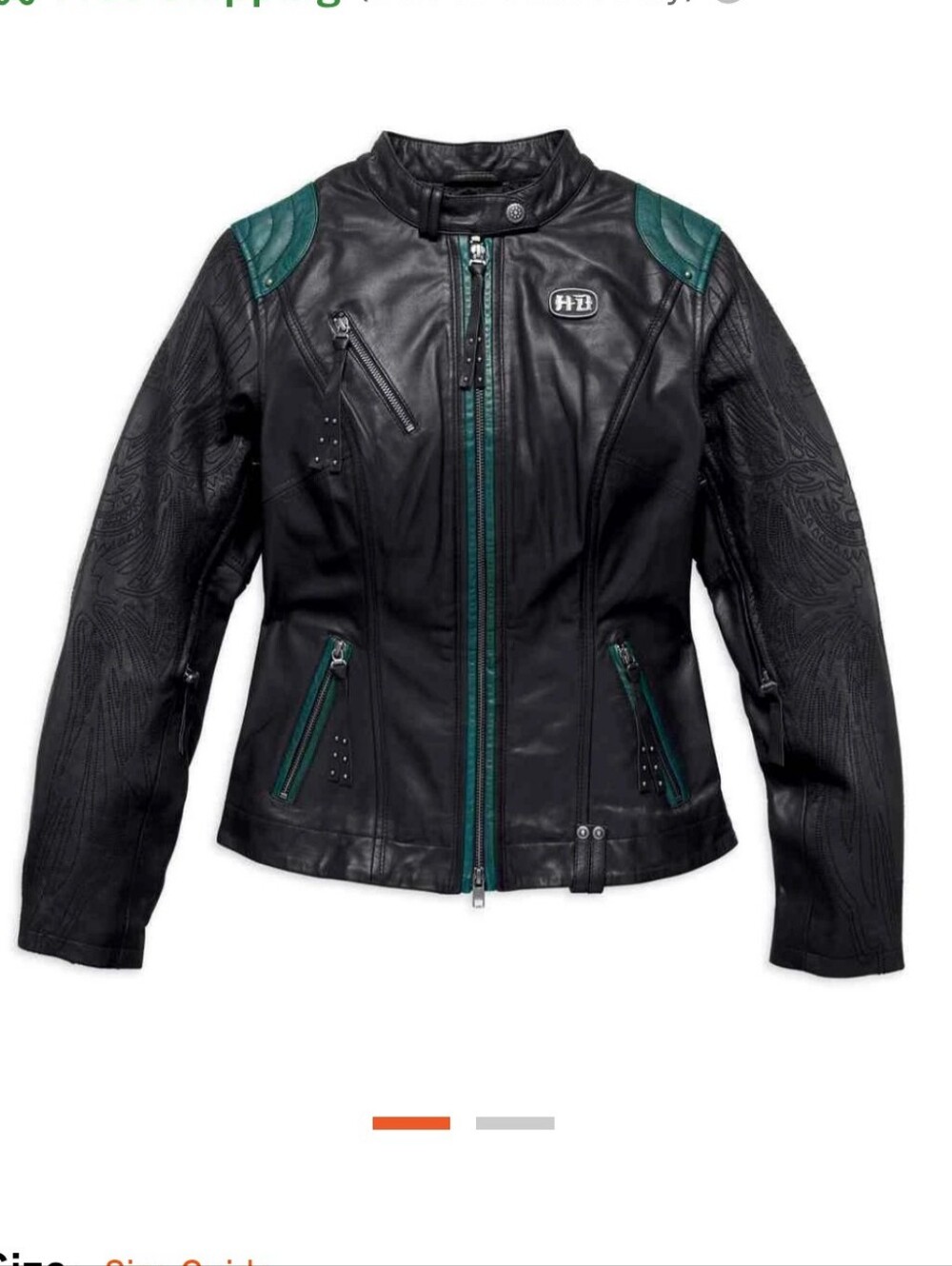 Harley-Davidson Black Leather Jacket with Teal Accents - Picture 2 of 12